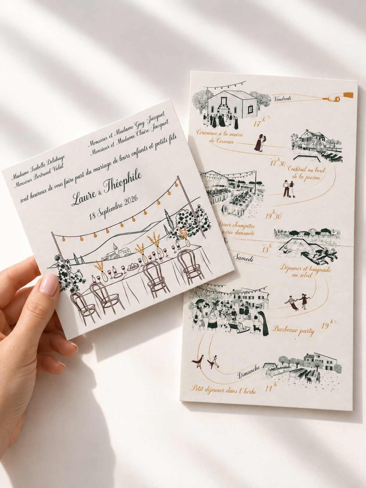 Faire-part de mariage illustré et calligraphié