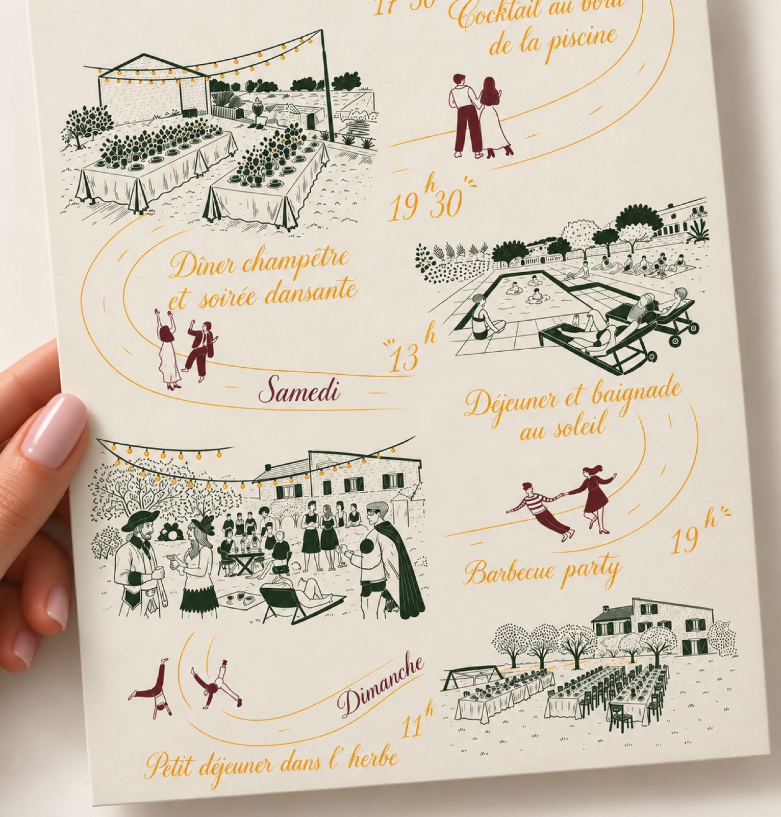Détail des illustrations du faire-part, partie basse