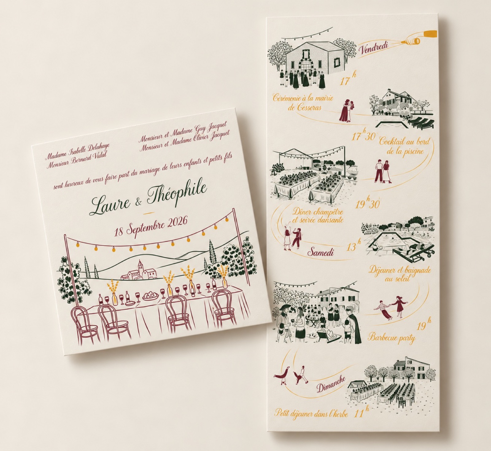Faire-part illustré et calligraphié